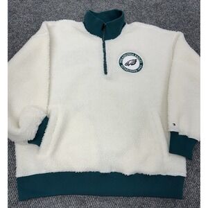 Philadelphia Eagles Tommy Hilfiger Men's Large Cream Sherpa 1/4 Zip Sweatshirt